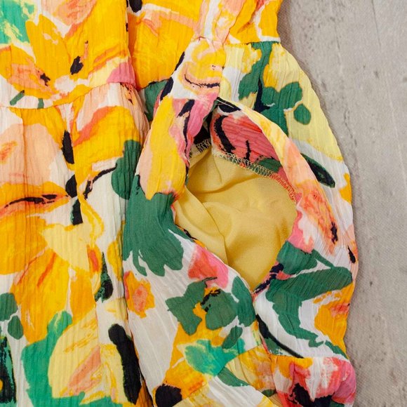 NWT Loft Floral Ruffle Tiered Swing Dress size L - Picture 6 of 8